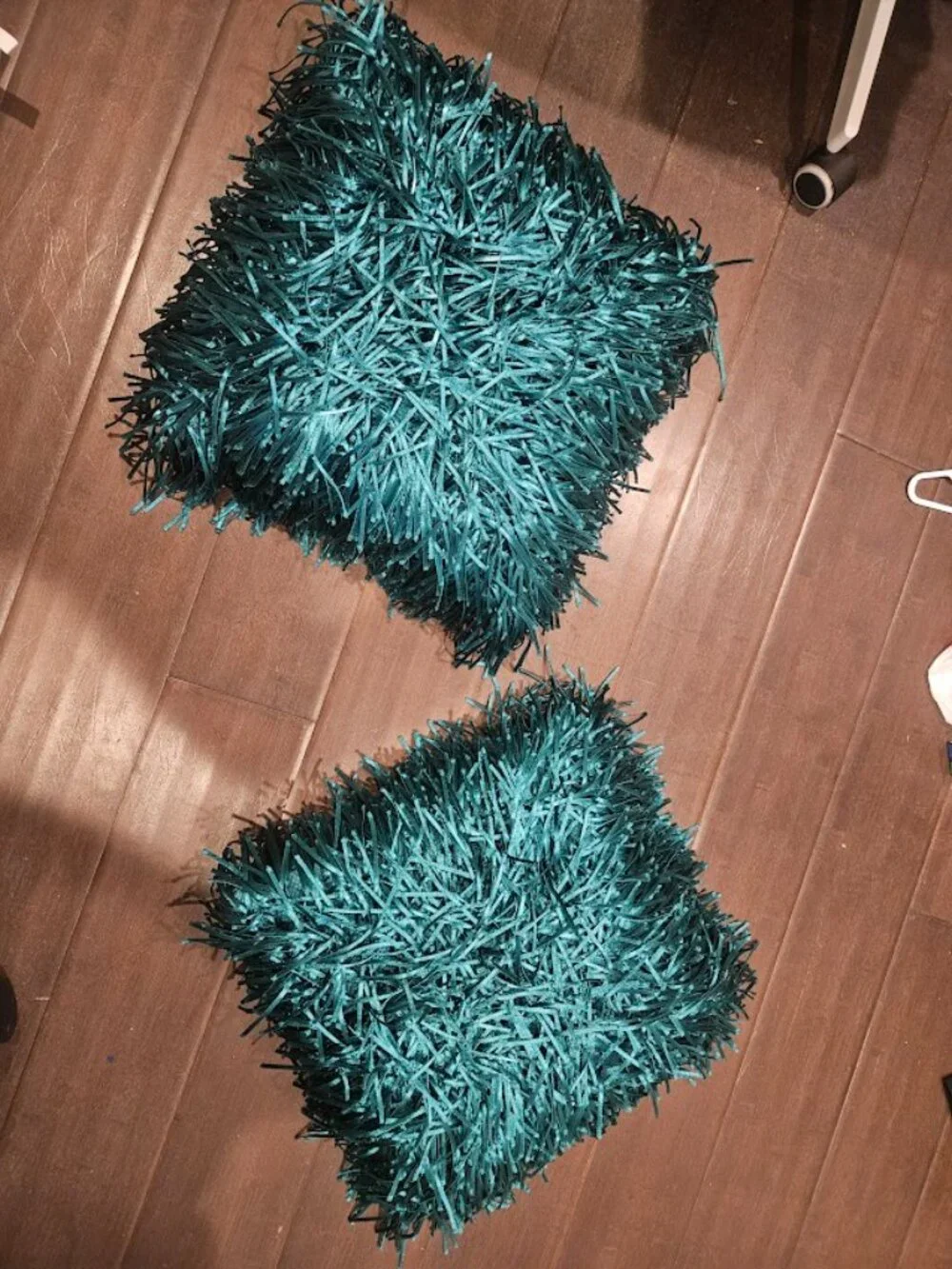 SET OF 2 CYNTHIA ROWLEY LARGE FRINGE CERULEAN THROW PILLOWS 16 X 16